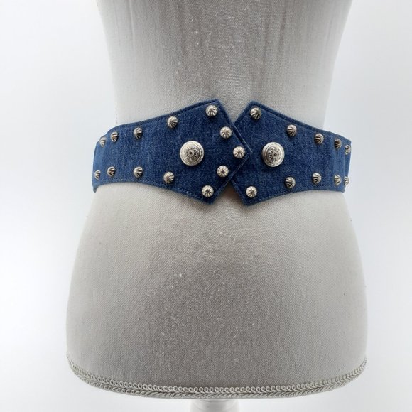 Vintage Denim Jean Rhinestone 1980's Concho stud's - Picture 1 of 16
